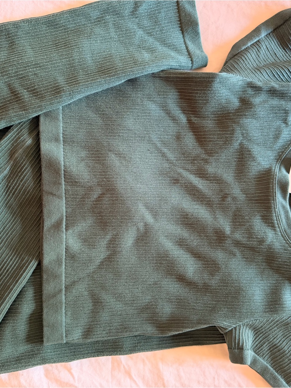 Women’s Ribbed Short Sleeve Top and Leggings Set - Dark Green - Picture 4 of 4